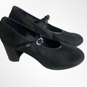 Scoop Black Mary Jane Block Heel Pumps with Adjustable Strap